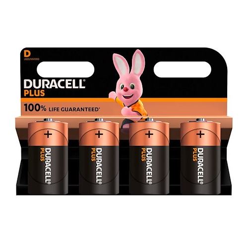 Pile D Duracell LR20 - Blister de 4 piles