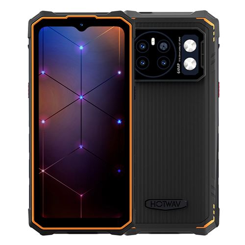 HOTWAV Cyber 13 Téléphone Portable 6.6 Android 14, 10800mAh, 16Go+128Go, 64MP+16MP,Empreinte digitale,Face ID,Dual SIM 4G - Orange