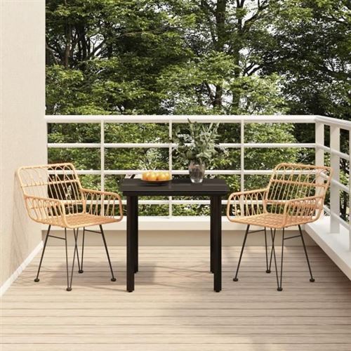 vidaXL - Ensemble de salle à manger de jardin - 3 pièces - Résine tressée - Image 3