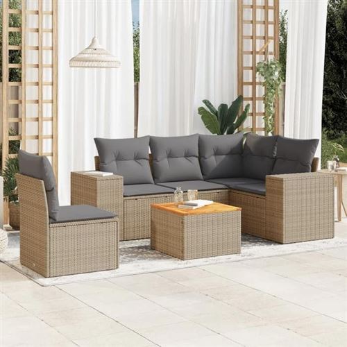 Non Communiqué Beige Salon De Jardin Modulable Vidaxl Rotin 6 Pieces X 83 X 69 5 Personnes