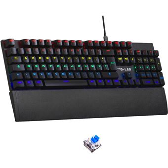 The G-Lab Keyz Carbon Ex - Clavier Mécanique Azerty Switch Bleu - Clavier Gaming Rétroéclairage LED RGB, Anti-ghosting Total, 12 Touches multimedias - PC/PS5/Xbox (Keyz Carbon EX (Nouvelle Version) - 1