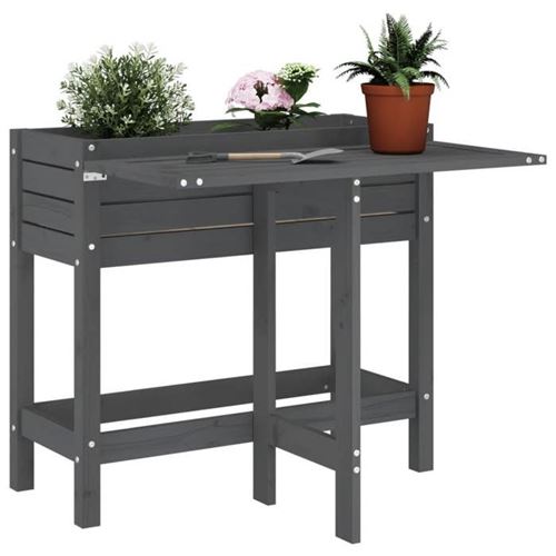 VIDAXL - Jardinière de jardin - Bois de pin - Gris - Image 2