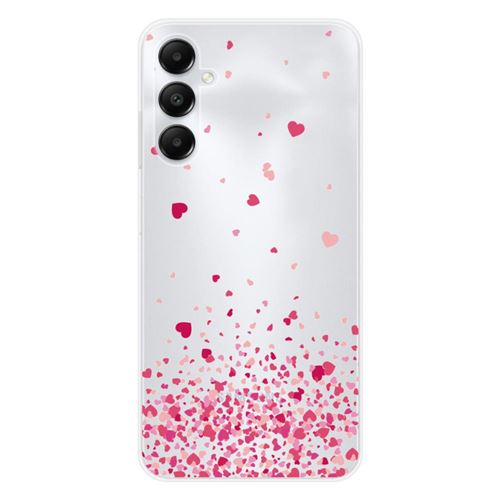 Coque en silicone imprimée compatible Samsung Galaxy A25 Confettis de Coeurs Rose
