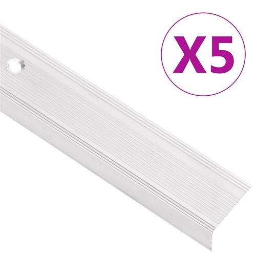 Nez de marche forme en l 5 pcs aluminium 100 cm argenté Vidaxl