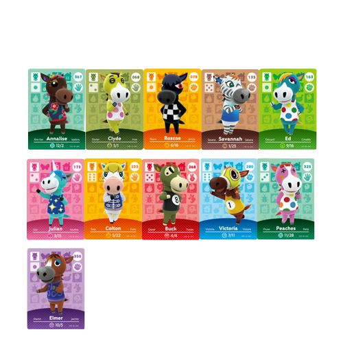 Standard Carte pour Amiibo Animal Crossing Frusde Série Cheval Compatible avec Nintendo Switch-11pcs(8.5*5.5cm)