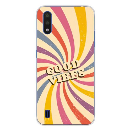 Coque en silicone imprimée compatible Samsung Galaxy A01 Good vibes