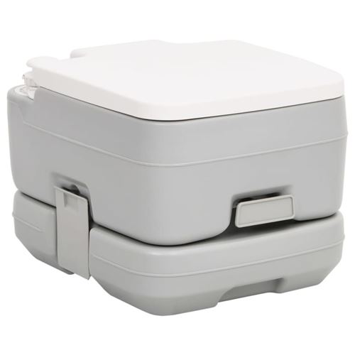 vidaXL Toilette de camping portable gris et blanc 10+10 L PEHD