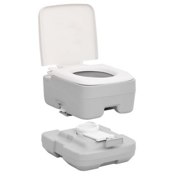 vidaXL Toilette de camping portable gris et blanc 10+10 L PEHD - Tente -  Achat & prix