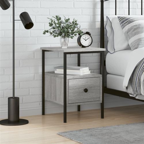 Vidaxl Gris Table De Chevet Sonoma 34X36x50 Cm Bois D Ingénierie - Image 3