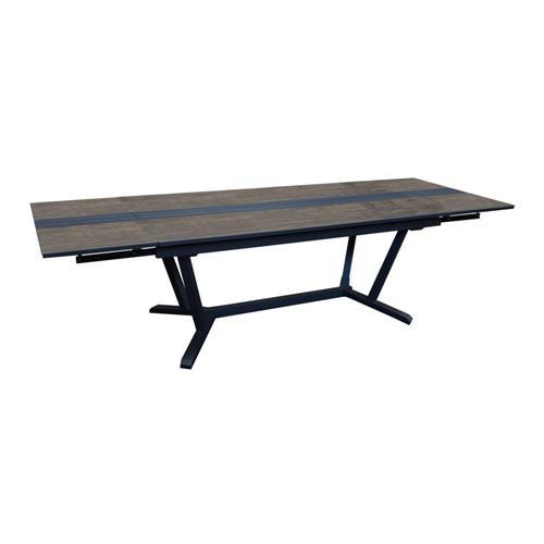 Table de jardin Galléo en Aluminium 180/230/280 cm - plateau Fundermax - graphite/Mocca
