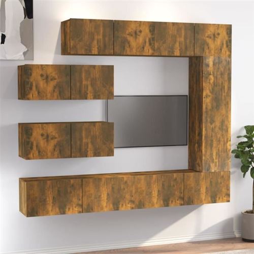 Non Communiqué Marron Vidaxl Ensemble De Meubles Tv 7 Pcs Chêne Fumé Bois D'ingénierie 3114563