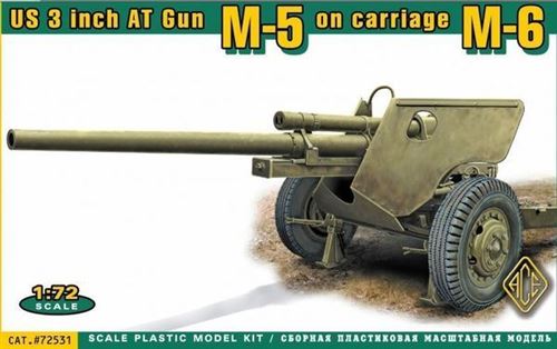 Us 3 Inch At Gun M-5 On Carriage M-6 - 1:72e - Ace