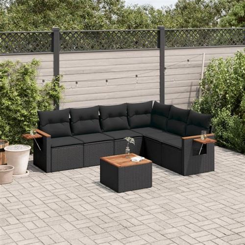Non Communiqué Noir Vidaxl Salon De Jardin Avec Coussins 7 Pcs, Canapés De Terrasse, Ensemble De Meubles De Patio, Mobilier D'extérieur, 3259248
