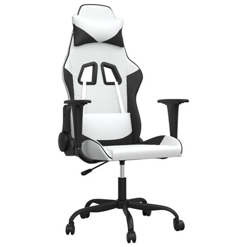 Vidaxl chaise de jeu de massage blanc et noir similicuir 