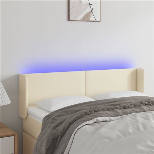 vidaXL Tête de lit à LED Crème 147x16x78/88 cm Similicuir
