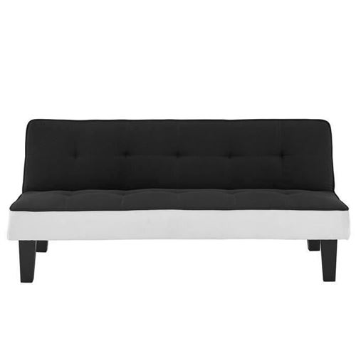 CELIA Banquette Clic-Clac 3 places contemporain capitonne - Tissu noir et blanc - L 168 x P 73 x H 71 cm
