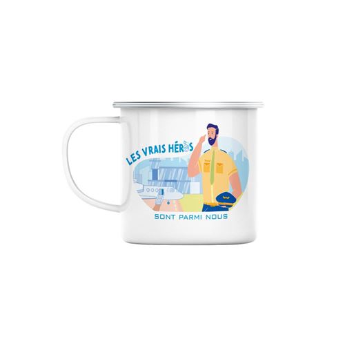 Mug en métal émaillé Les vrais héros - pilote de