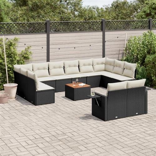 Salon de jardin modulable vidaxl noir 13 pieces 12 personnes 62 x 62 x 69 cm resine tressee