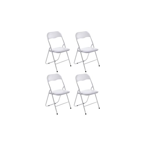 CLP Lot de 4 chaises pliables Felix , blanc / blanc