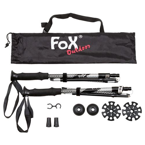 Bâtons de randonnée « haidel » pliable 115 à 135 cm en aluminium avec poignée en mousse fox outdoor