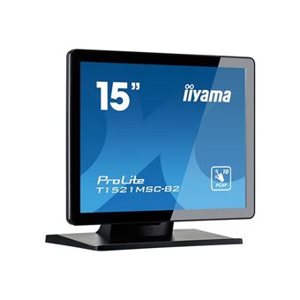 iiyama ProLite T1521MSC-B2 - Écran LED - 15" - écran tactile - 1024 x 768 - TN - 370 cd/m² - 800:1 - 8 ms - HDMI, VGA - haut-parleurs - noir mat