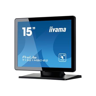 iiyama ProLite T1521MSC-B2 - Écran LED - 15" - écran tactile - 1024 x 768 - TN - 370 cd/m² - 800:1 - 8 ms - HDMI, VGA - haut-parleurs - noir mat