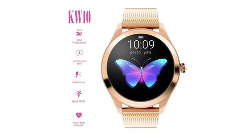 Kw10 montre intelligente ip68 bracelet de surveillance de la fréquence cardiaque étanche fitness or