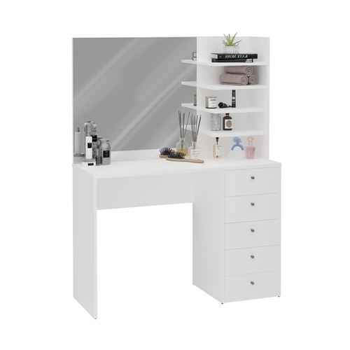 FMD Coiffeuse avec miroir 105x39,9x140,5 cm Blanc