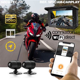 Kit CarPlay Moto Écran Tactile 5 pouces waterproof sans Fil navigation GPS  avec Dashcam deux cameras HD et 2 capteurs pression pneus bluetooth -  Équipements et sécurité pour la maison - Achat & prix