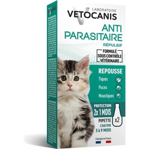 Comparer les prix de Antipuces VETOCANIS Efficace 2 1 Mois de Protection pour Chaton 2 pipettes