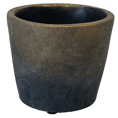 DECOSTAR Cache Pot de Fleurs en ciment Gris et Or - Hauteur 9 cm - Diamètre 10 cm