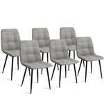 Lot de 6 chaises MILA en velours gris clair pour salle à manger