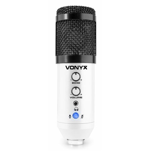 Vonyx CMS300W - Microphone Streaming avec Bras articulé - Blanc