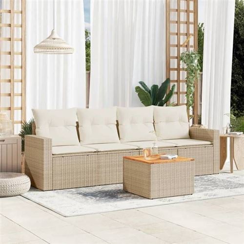 Non Communiqué Beige Salon De Jardin Modulable Generique 4 Personnes Resine Tressee 62 X 55 X 69 Cm 5 Pieces