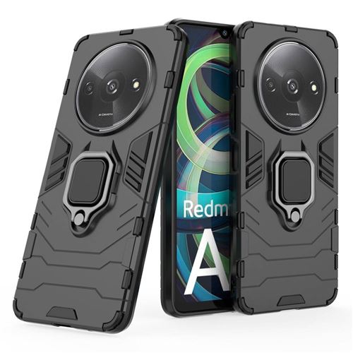 Coque pour Xiaomi Redmi A3 / Poco C61 4G - housse etui rigide anti choc + film ecran - NOIR - htdmobiles