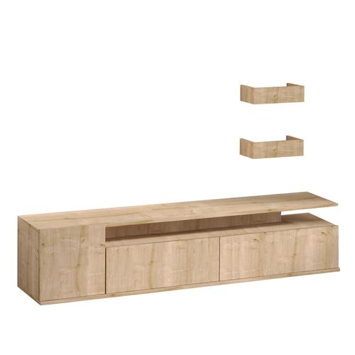 Meuble TV en bois ""Alika"" - 180 x 35 x 45 cm - Ch&ecirc;ne