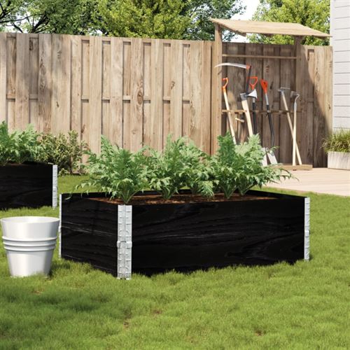 VIDAXL - Jardinière - Bois Massif de Pin - Noir - 120x80 cm - Image 2