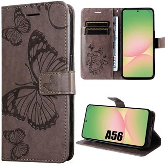 Coque pour Samsung Galaxy A56 5G - Protection Rabat Cuir Synthétique Motif Papillon - Marron - BOOLING - 1