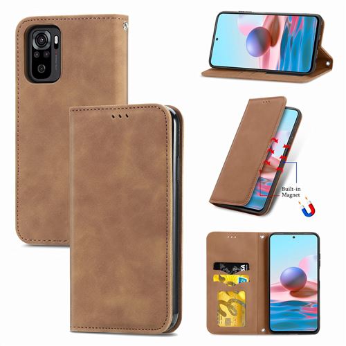 MPFRANCE Housse pour Xiaomi Redmi Note 10S Marron [Velours]
