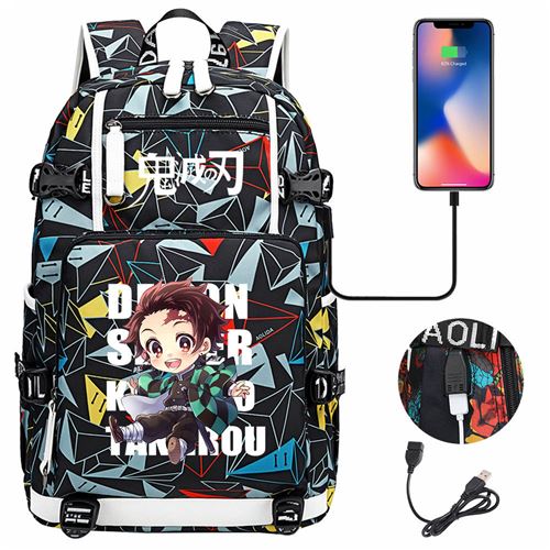 Sac à dos college Demon Slayer Tanjirō Kamado avec port de chargement 47*15*30cm #DMS016