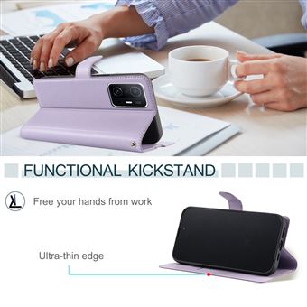 Étui à Rabat Yiscase Pour Xiaomi 11T / 11T Pro - Cuir Synthétique Violet Motif Ligne - Avec Support Et Poches Cartes