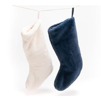 Set de 2 Chaussettes de Noël Luxe assortis bleu et crème (lot de 2) - Amadeus - Multicolore - Tissu - 1