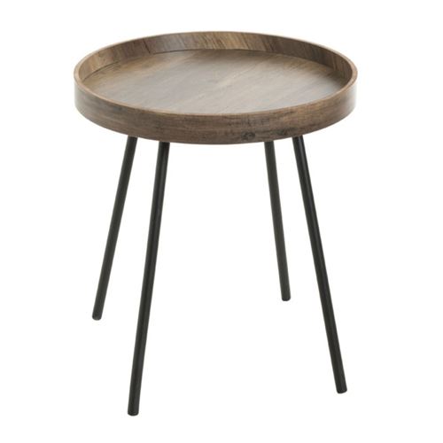 Non Communiqué Marron Table D'appoint Avec Rebord "Miranda" 45Cm Chêne Foncé & Noir