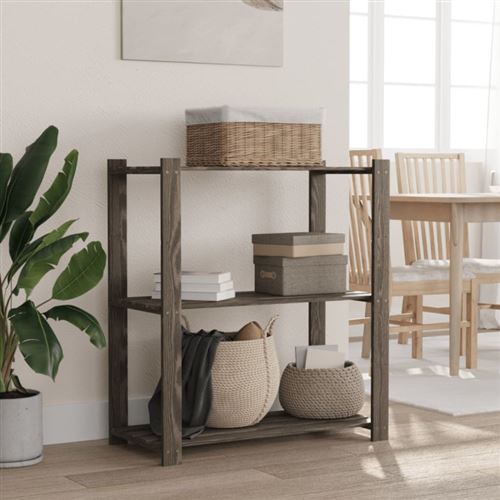 Vidaxl Gris Support De Rangement À 3 Niveaux 80X38x90 Cm Bois De Pin - Image 2