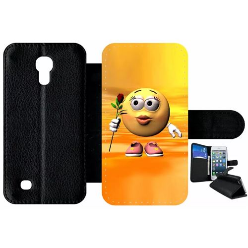 Etui À Rabat Samsung Galaxy S4 Mini Réf I9190 Smiley Rose