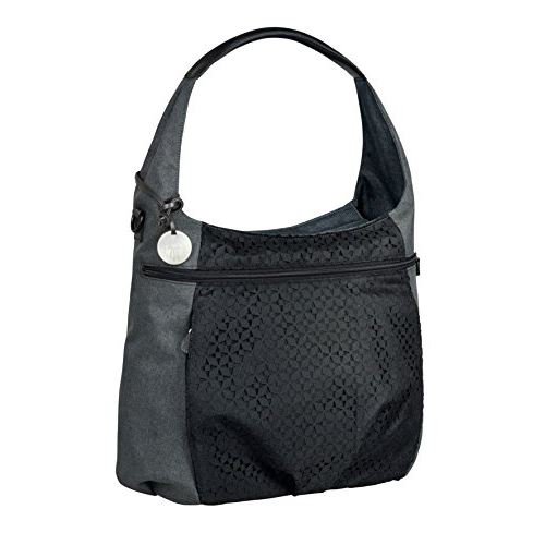 Lassig Casual Hobo Style Diaper Sac à bandoulière sac à main fourre-tout comprend un porte-bouteille isolé assorti, un matelas à langer essuyable, des crochets de poussette, noir