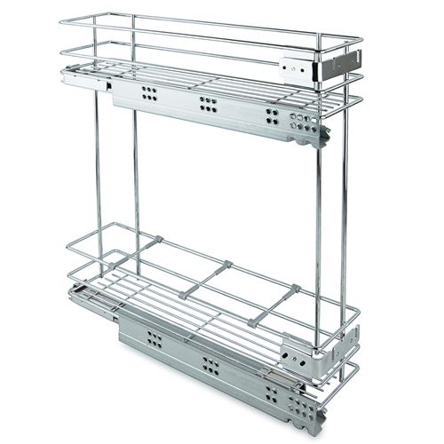 EMUCA 8934511 Chariot Porte-bouteilles coulissant en Acier Chromé avec fermeture douce pour meuble bas de cuisine 200 mm