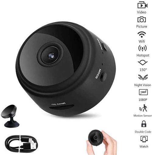 Mini Caméra Espion WiFi HD 1080P - Vision Nocturne, Détection De Mouvement - Pour Surveillance Bébé, Maison, Intérieur/extérieur