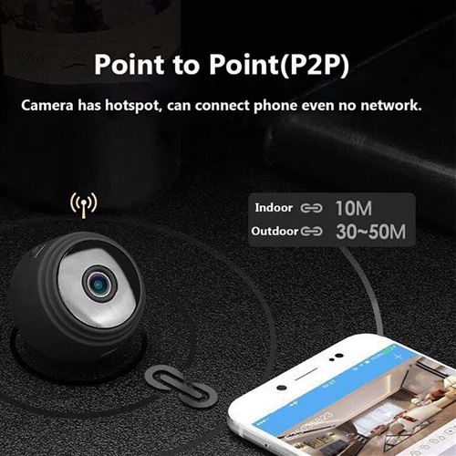 Mini Caméra Espion Wifi HD 1080P Détection de Mouvement Smartphone