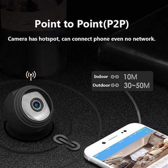 Mini caméra espion portable sans fil avec vision nocturne infrarouge, micro  caméra HD 1080p, détection de